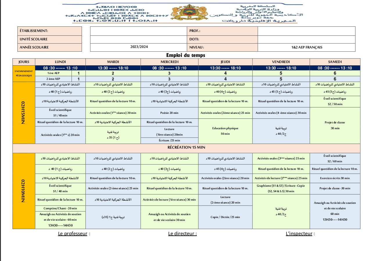 المستوى الأول والثاني فرنسية